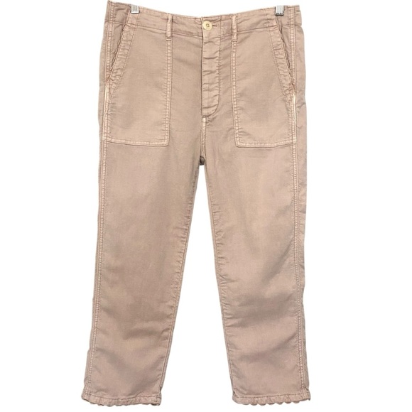 THE GREAT. Linen Cargo Straight Leg Cropped Pants - Picture 8 of 17